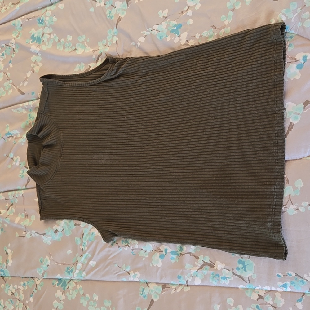 Rachel Zoe Mock Neck Ribbed Tank Top